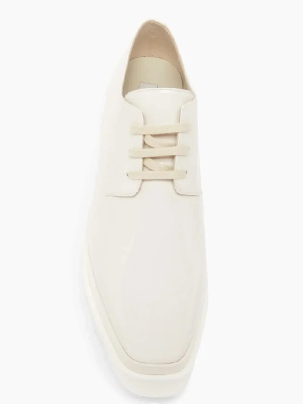 Size 37.5 (7.5) Ivory Stella McCartney Elyse Shiny Patent Platform Lace-Up Shoes